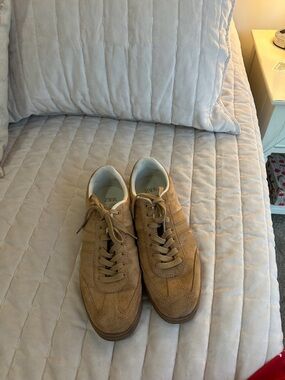 Zara Tan Suede Lace-Up Sneakers